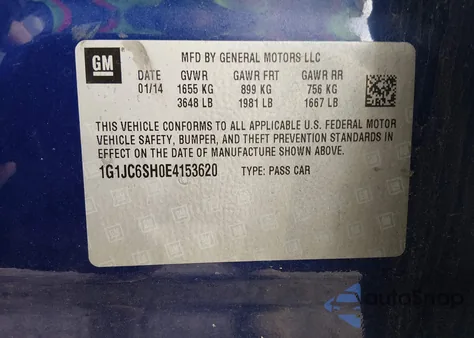 2014 Chevrolet Sonic Lt Auto z USA, uszkodzony, nr VIN 1G1JC6SH0E4153620